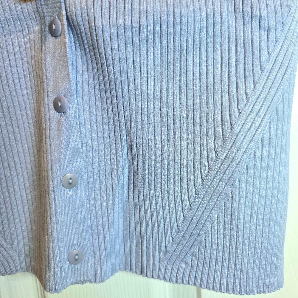 MADEWELL Cate Signature Ribbed Button Front Sweater Tank Sz Large Blue Cropped - Picture 6 of 13
